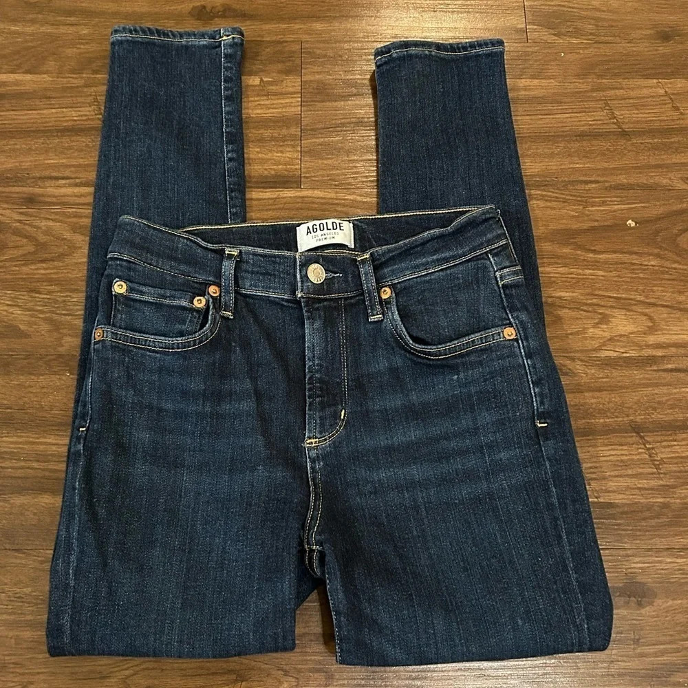 NWOT AGOLDE Women’s Dark Wash Jeans Cotton Sz 26 Stretch High Rise Casual Comfy